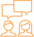 Icono en naranja de una conversación digital